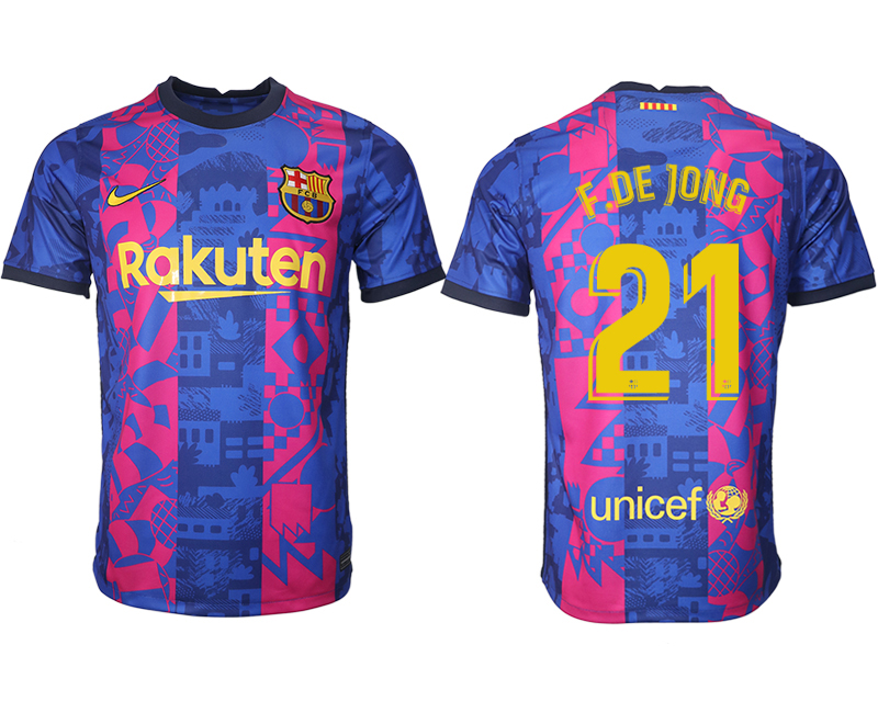 Men 2021-2022 Club Barcelona blue training suit aaa version #21 Soccer Jersey